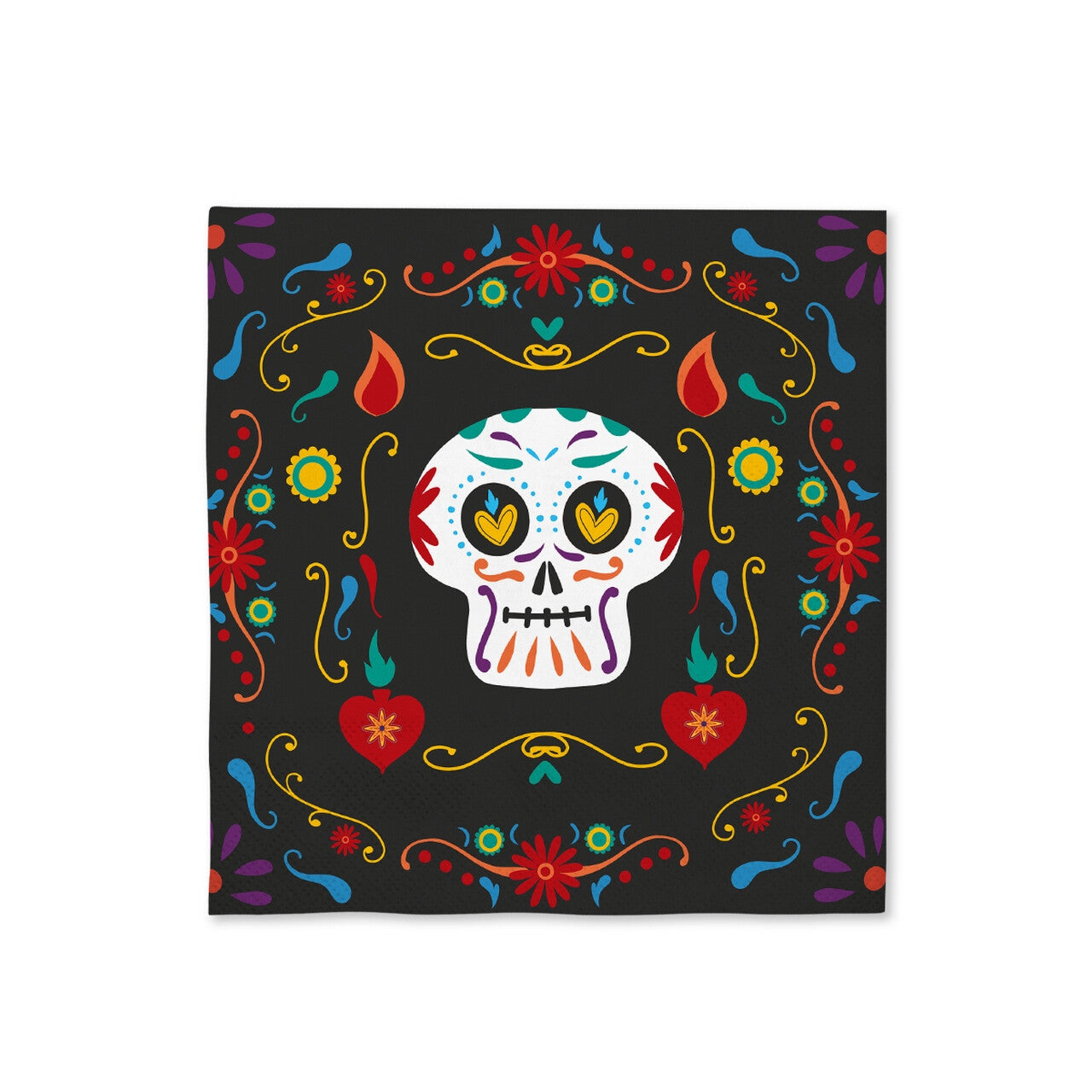 Op deze afbeelding zie je een Decoratie, van het merk Funidelia. 16 Halloween Servetten Day Of The Dead 33x33cm