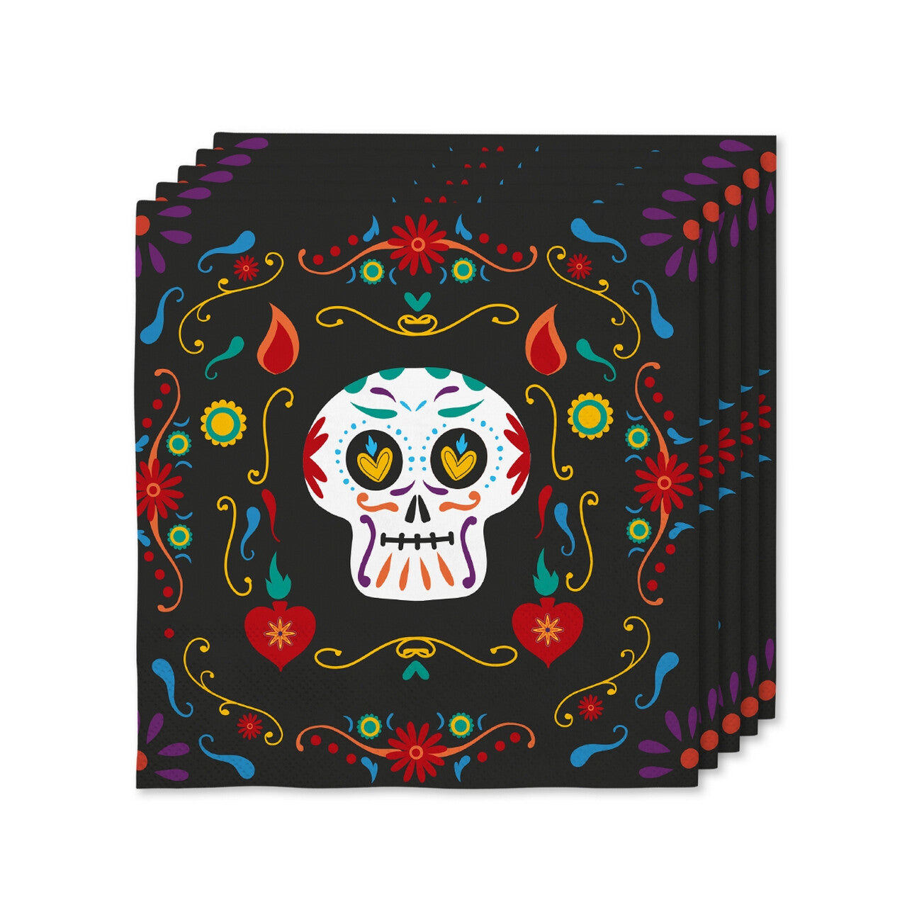 Op deze afbeelding zie je een Decoratie, van het merk Funidelia. 16 Halloween Servetten Day Of The Dead 33x33cm