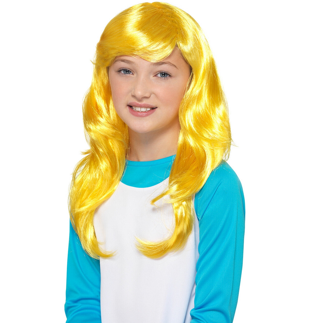 Op deze afbeelding zie je een Accessoires, van het merk Funidelia. Cartoon Smurfin Pruik Geel Kind