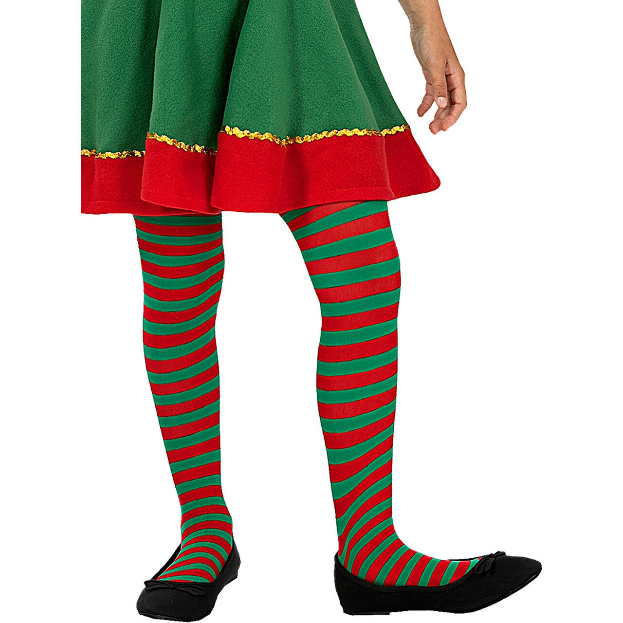 Op deze afbeelding zie je een Accessoires, van het merk Funidelia. Groen Rood Gestreepte Panty Hulpje Van De Kerstman Kind