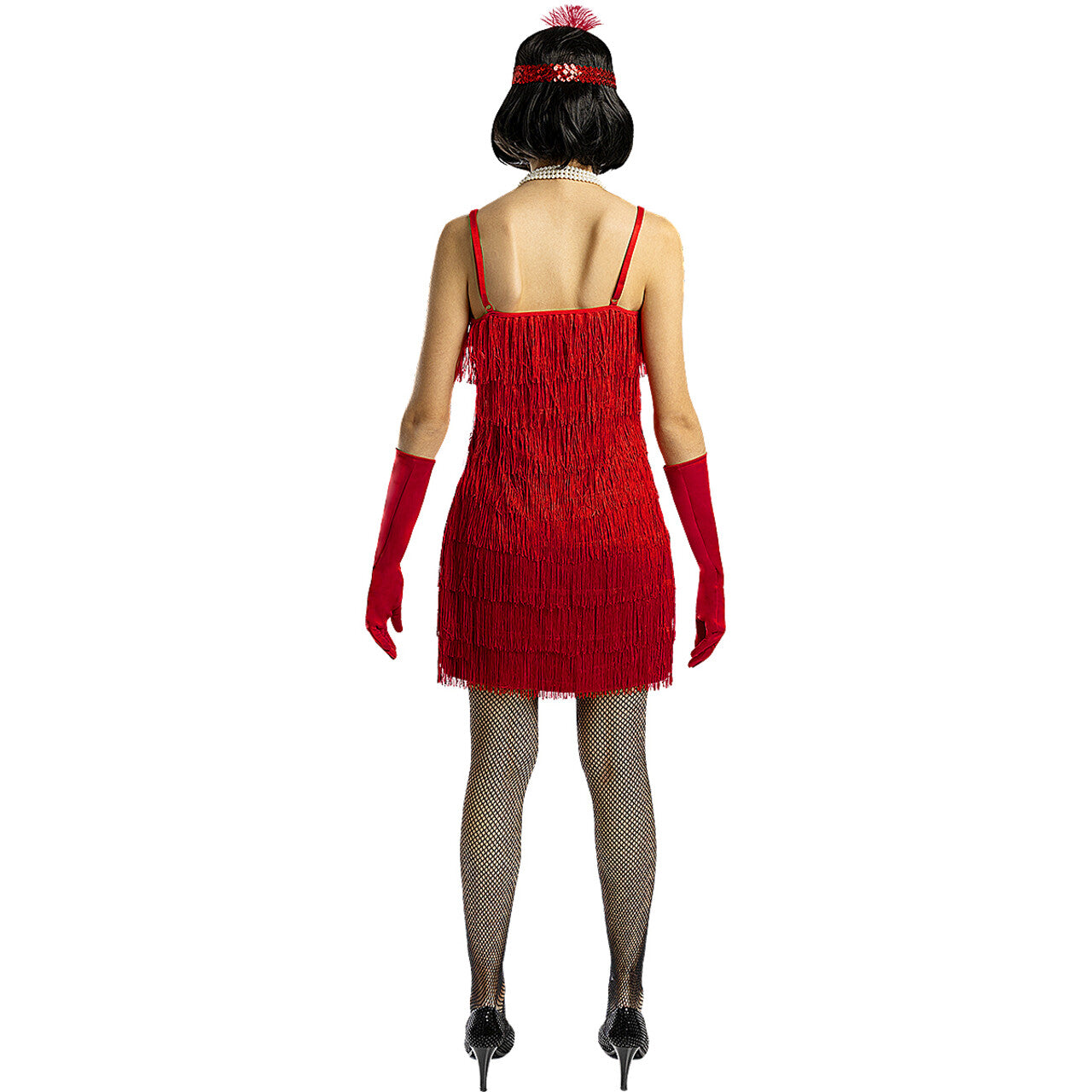Op deze afbeelding zie je een Kostuums, van het merk Funidelia. Jaren 20 Rosy Red Flapper Vrouw Kostuum