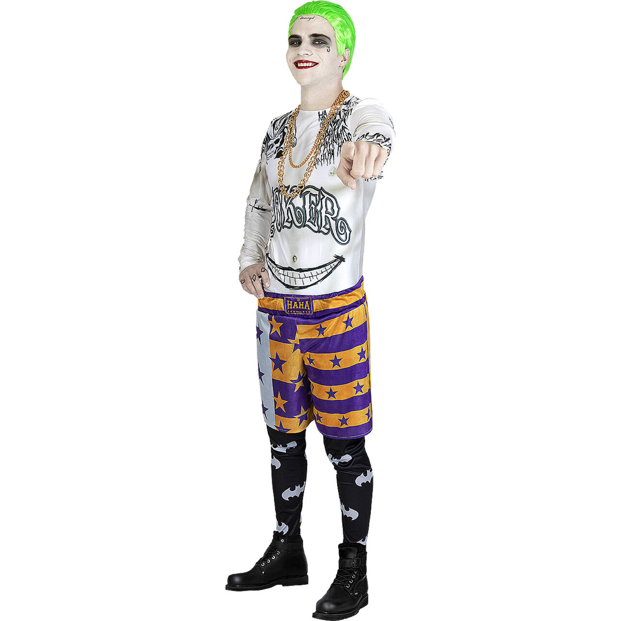 Op deze afbeelding zie je een Kostuums, van het merk Funidelia. Complete Joker Suicide Squad Man Kostuum