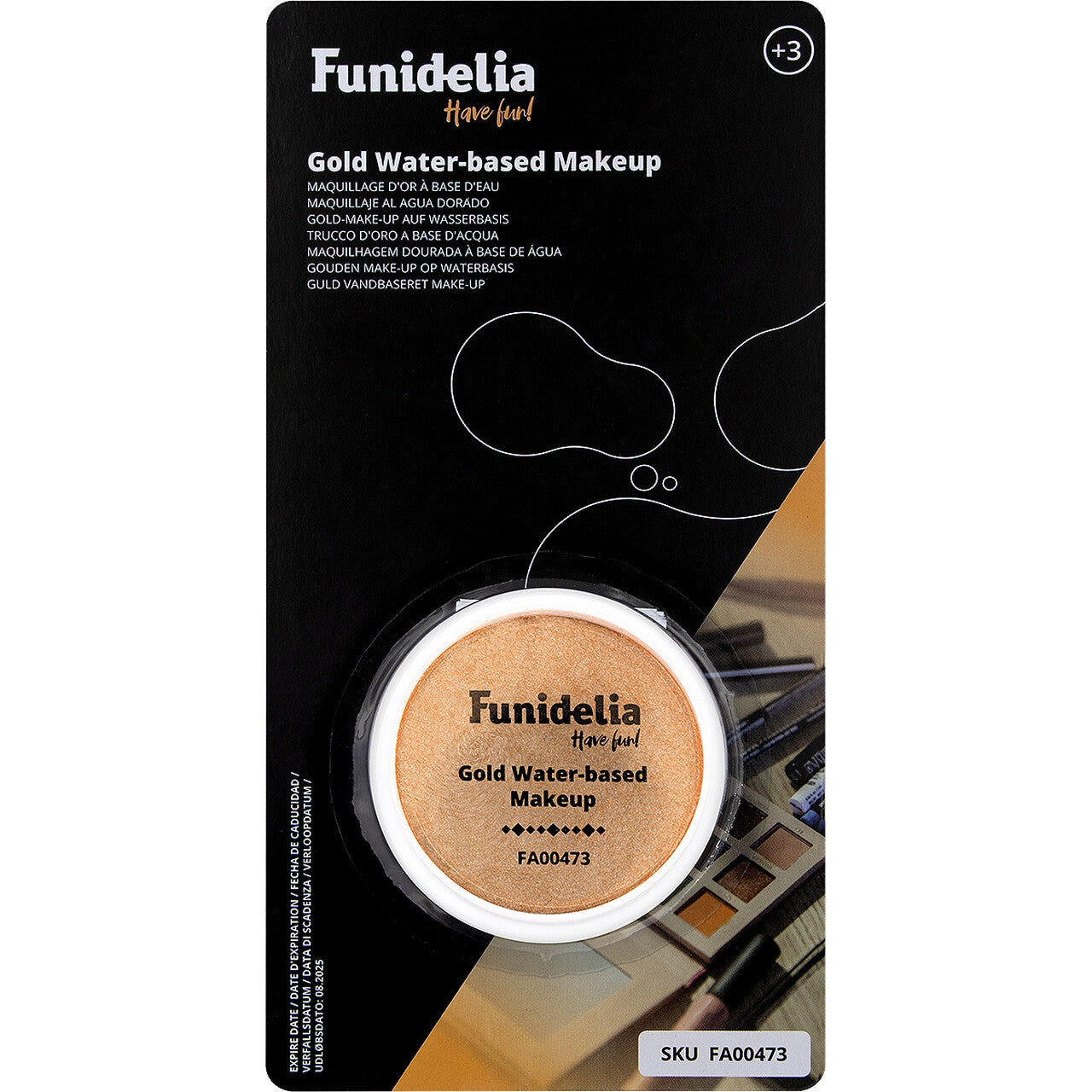 Op deze afbeelding zie je een Accessoires, van het merk Funidelia. Schmink Make Up Goud Waterbasis 96 Gram