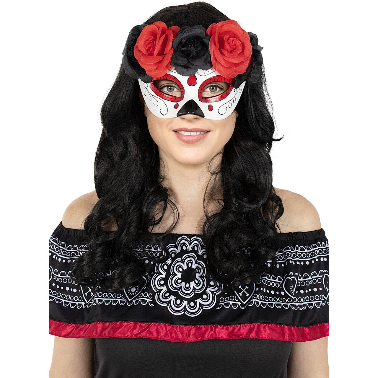 Op deze afbeelding zie je een Accessoires, van het merk Funidelia. Oogmasker Day Of The Dead Florina