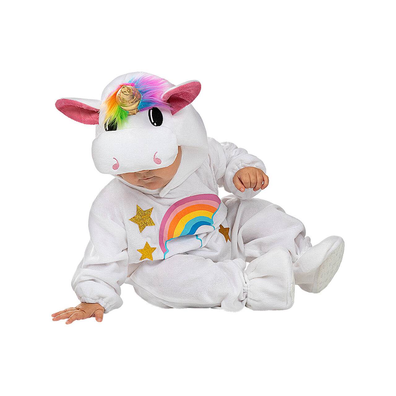 Op deze afbeelding zie je een Kostuums, van het merk Funidelia. Eenhoorn Regenboog En Sterren Kind Kostuum