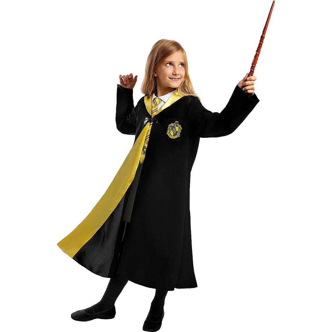 Op deze afbeelding zie je een Kostuums, van het merk Funidelia. Harry Potter Hufflepuff Cape Kind Kind Kostuum