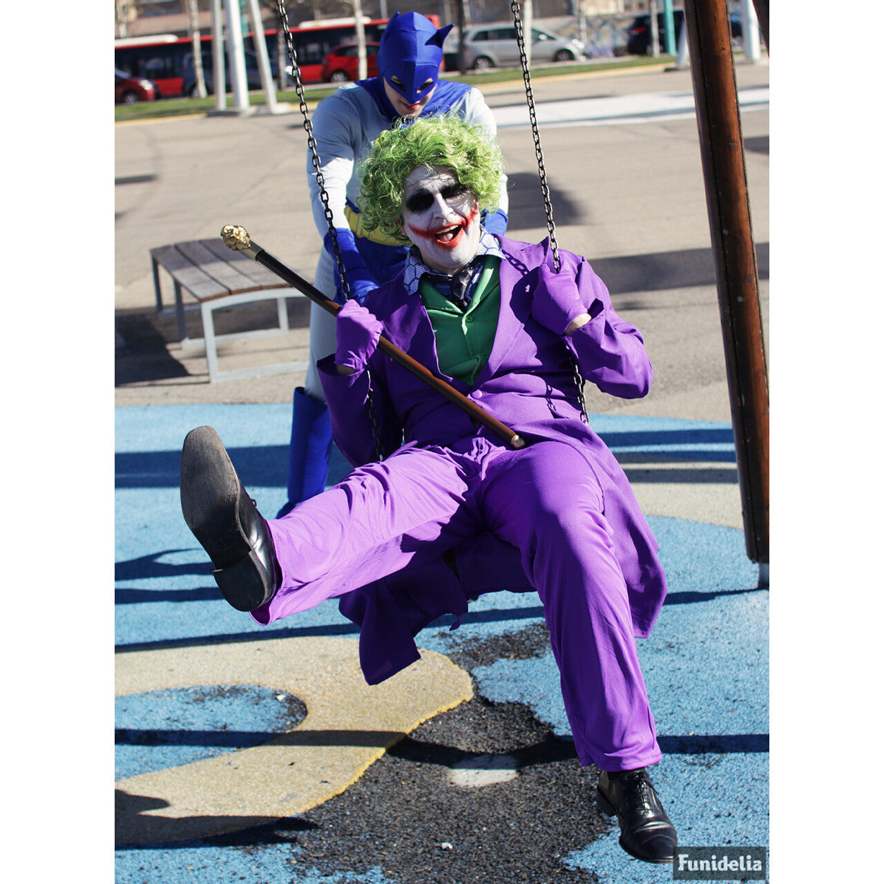 Op deze afbeelding zie je een Accessoires, van het merk Funidelia. Groen Pruik The Joker Voor Mannen - The Dark Knight Edition
