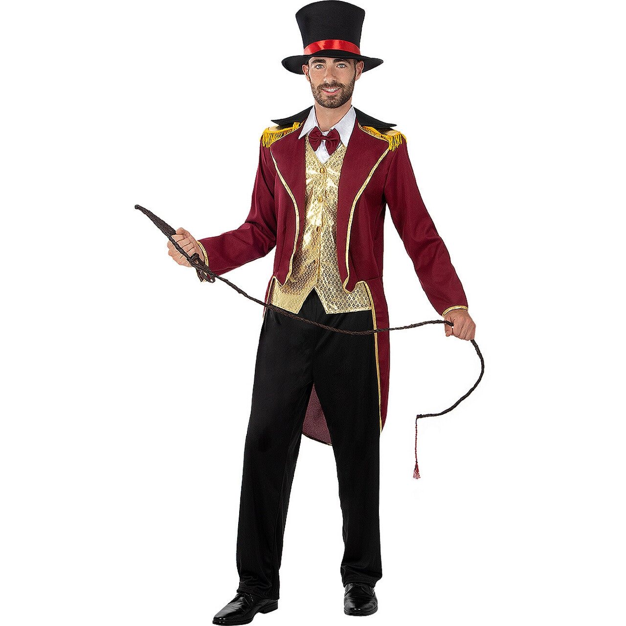 Op deze afbeelding zie je een Kostuums, van het merk Funidelia. Ringmeester Circus Zweepslag Man Kostuum