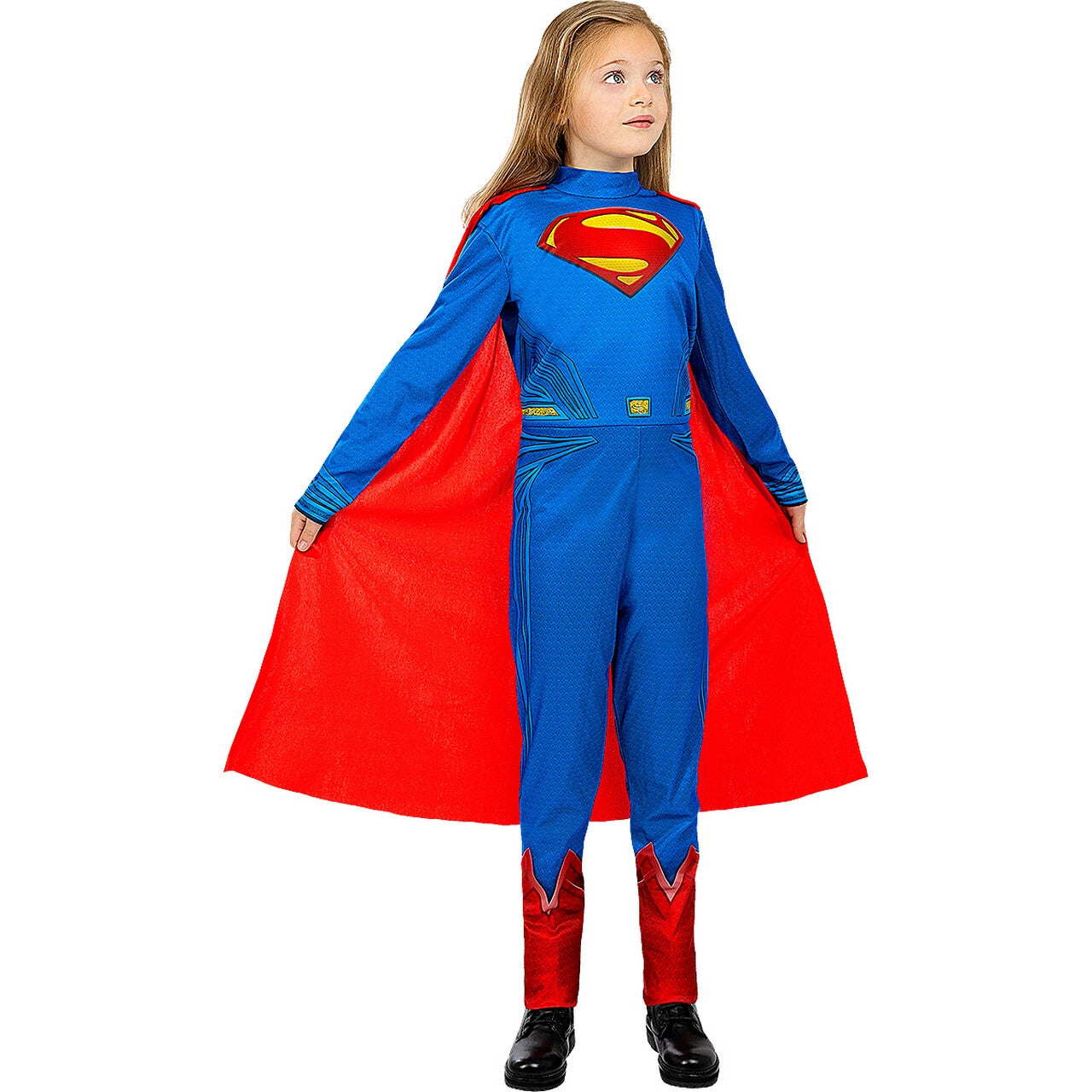 Op deze afbeelding zie je een Kostuums, van het merk Funidelia. Jongedame Van Staal Supergirl Uit Justice League Kind Kostuum