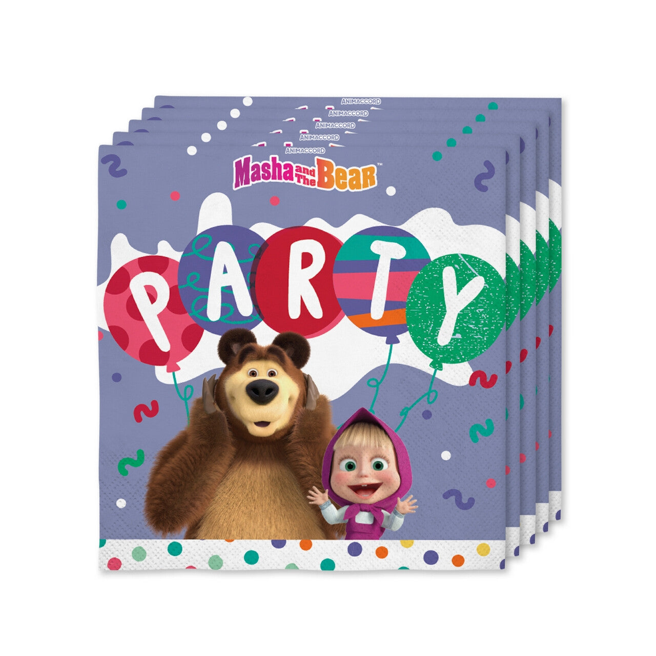 Op deze afbeelding zie je een Decoratie, van het merk Funidelia. Party Servetten Masha And The Bear 16 Stuks 33 X 33 Centimeter