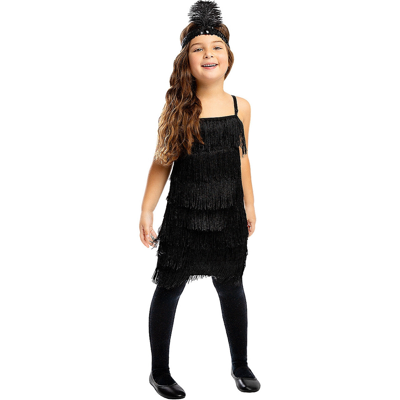 Op deze afbeelding zie je een Kostuums, van het merk Funidelia. Spetter Zwarte Flapper Jurk Meisje
