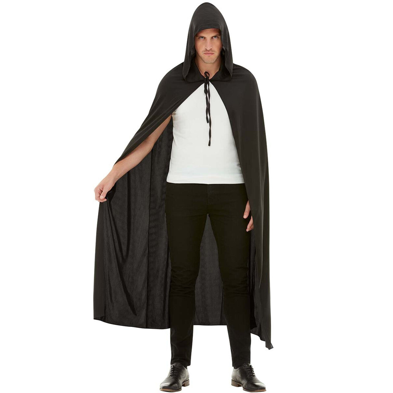 Op deze afbeelding zie je een Kostuums, van het merk Funidelia. Lange Zwarte Cape Dark Stranger