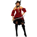 Elegante Red Velvet Piraat Eleonora Vrouw Kostuum