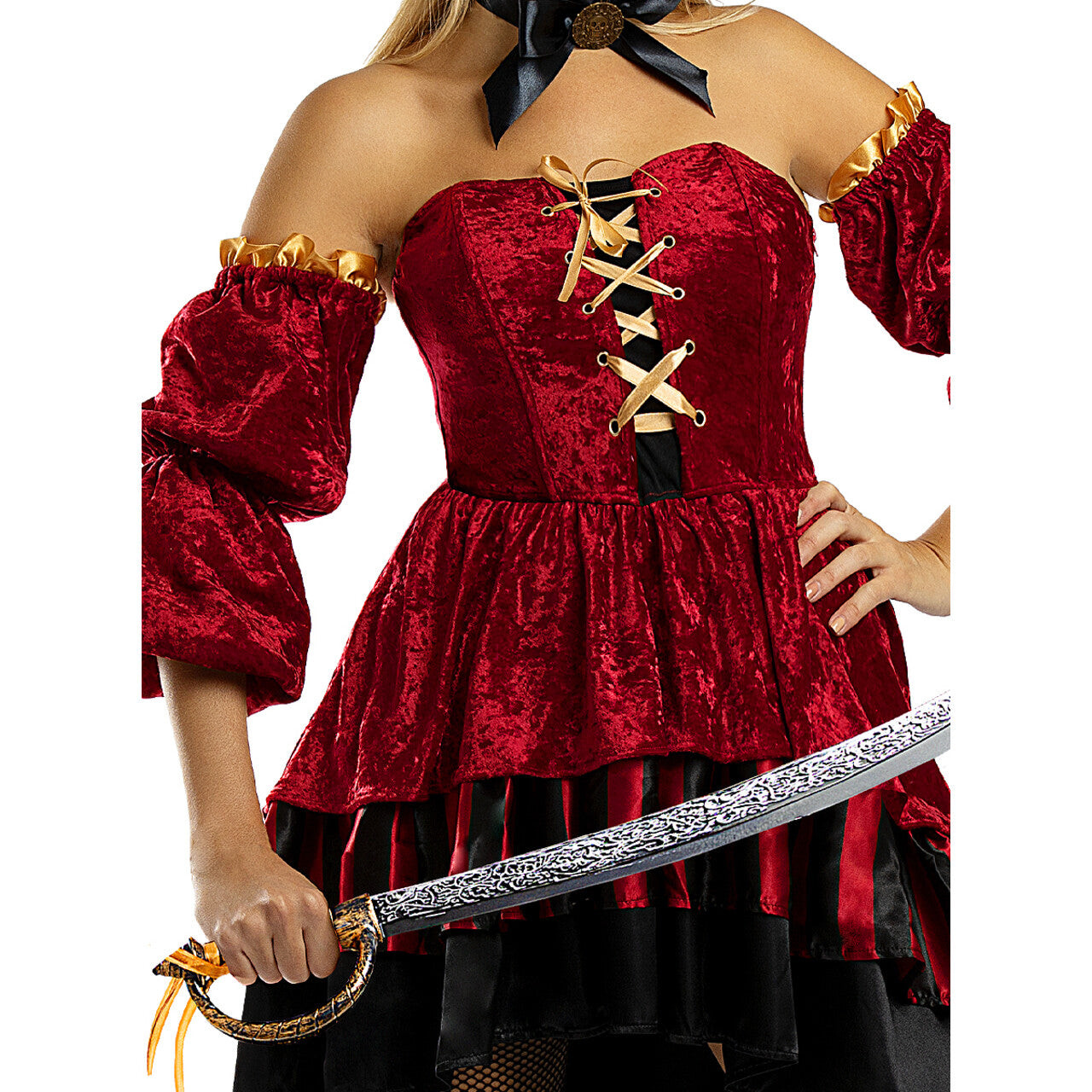 Op deze afbeelding zie je een Kostuums, van het merk Funidelia. Elegante Red Velvet Piraat Eleonora Vrouw Kostuum