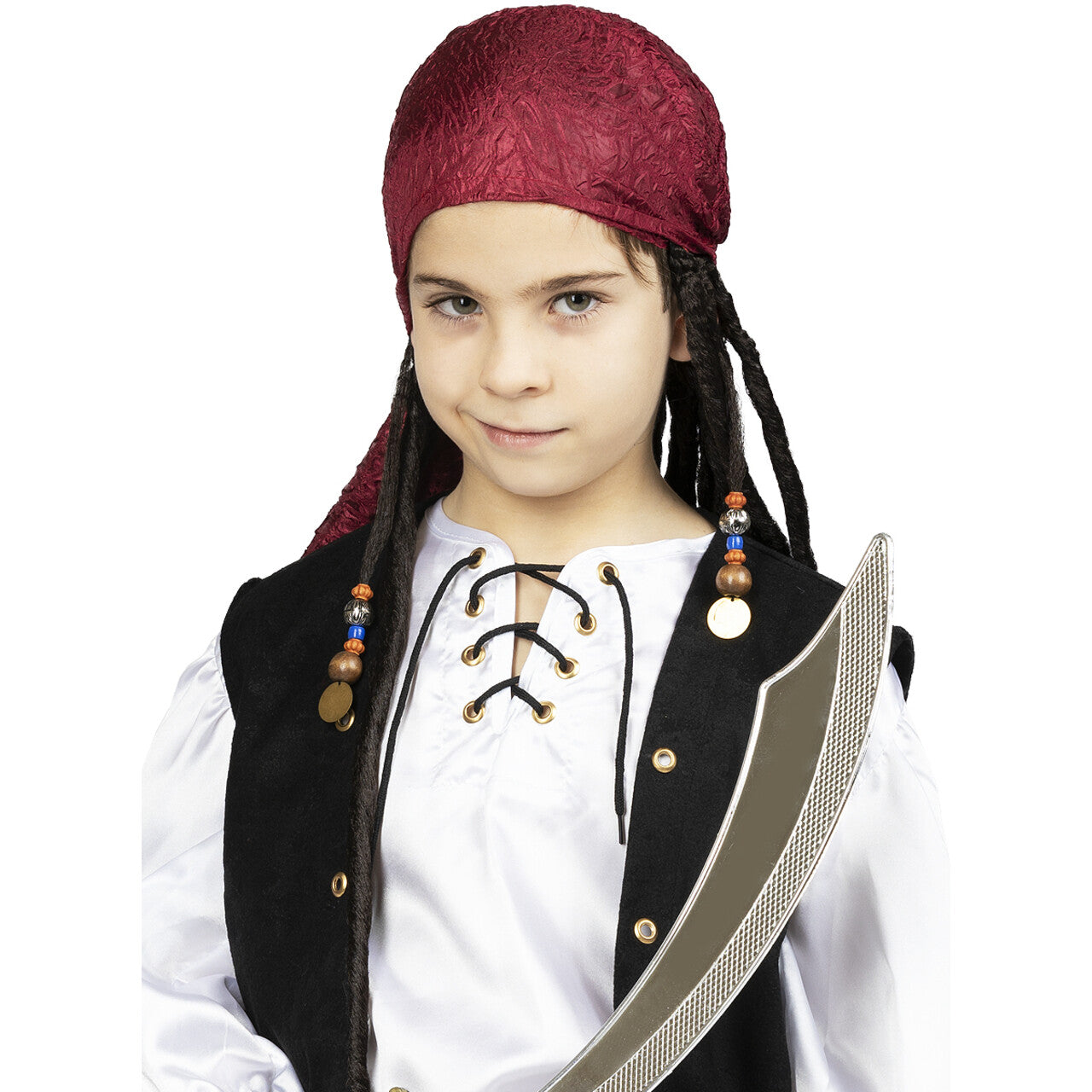 Op deze afbeelding zie je een Accessoires, van het merk Funidelia. Stoere Piraat Bob Bandana Met Dreads Pruik Kind