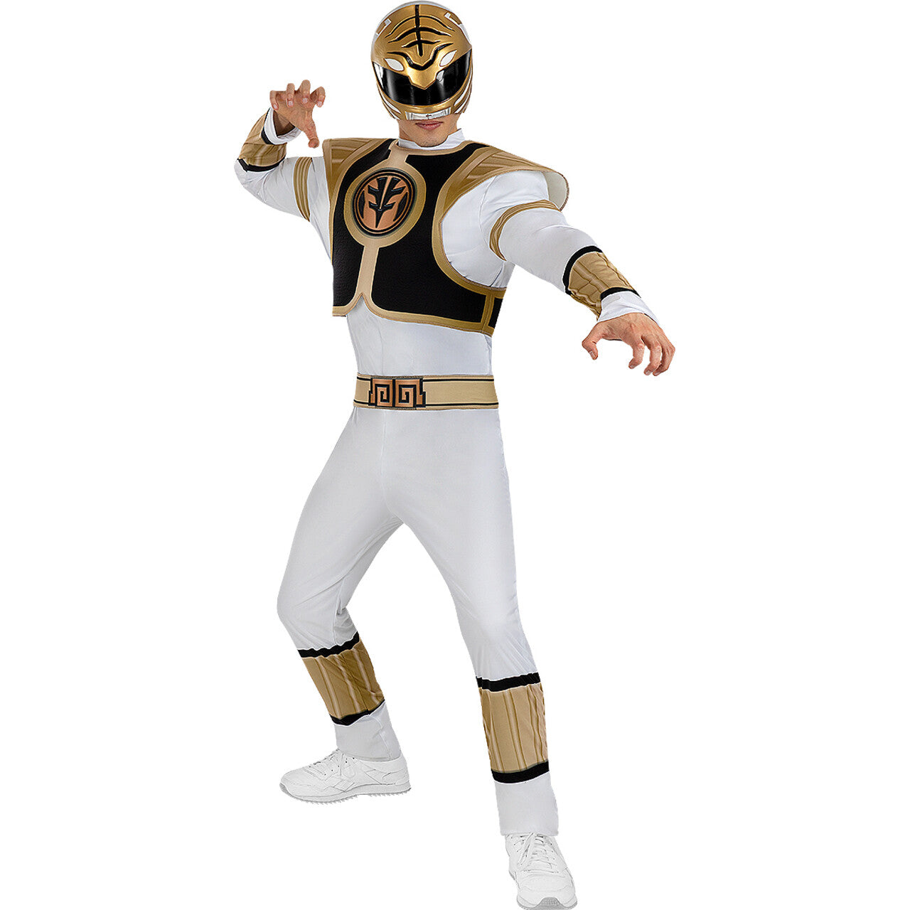 Op deze afbeelding zie je een Kostuums, van het merk Funidelia. Tommy Witte Moedige Power Ranger Man Kostuum