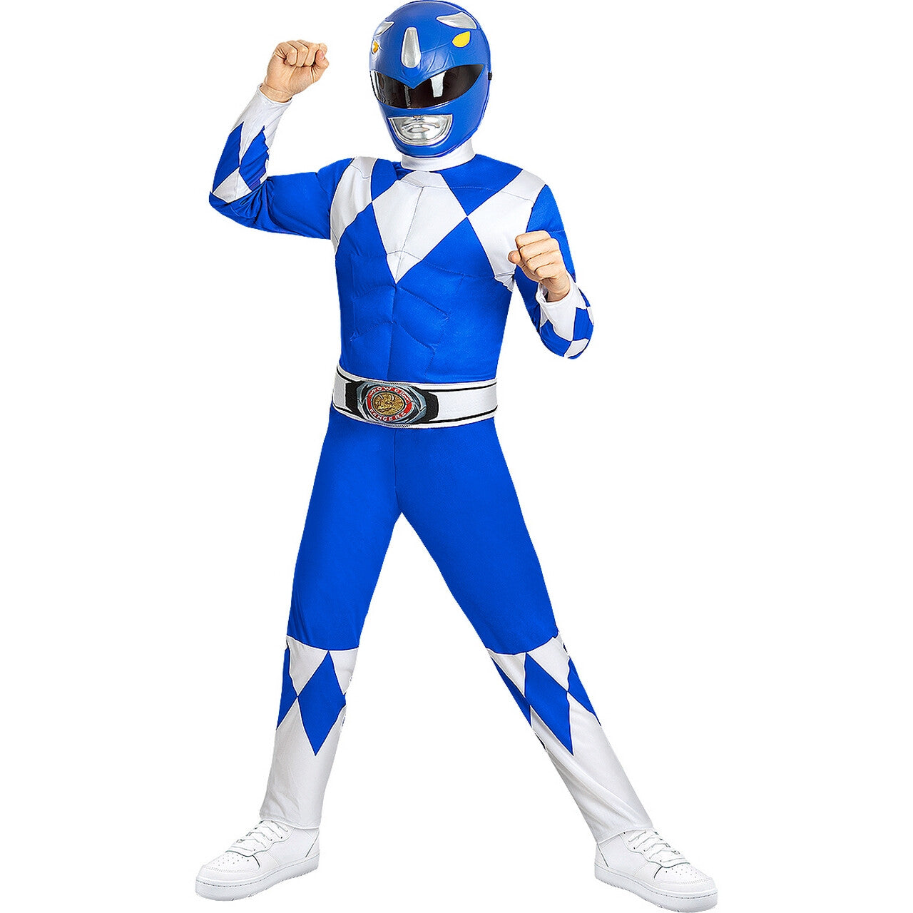 Op deze afbeelding zie je een Kostuums, van het merk Funidelia. Blauwe Power Ranger™ Billy Kind Kind Kostuum