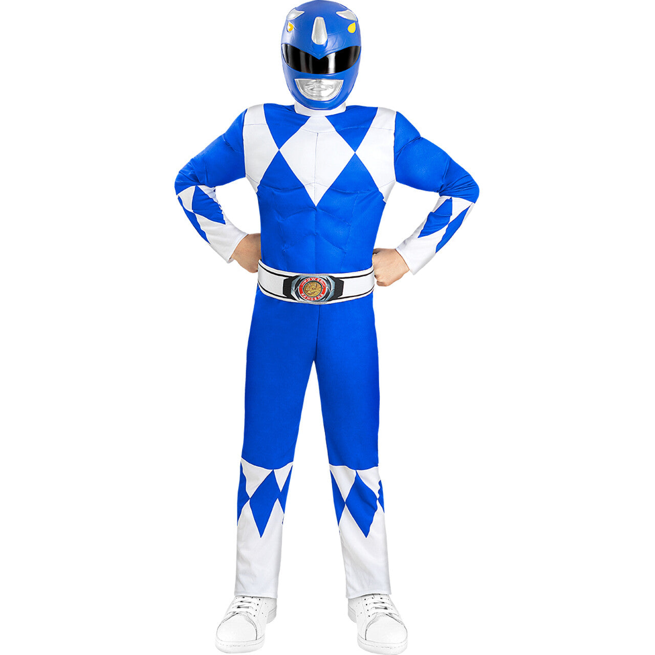 Op deze afbeelding zie je een Kostuums, van het merk Funidelia. Blauwe Power Ranger™ Billy Kind Kind Kostuum