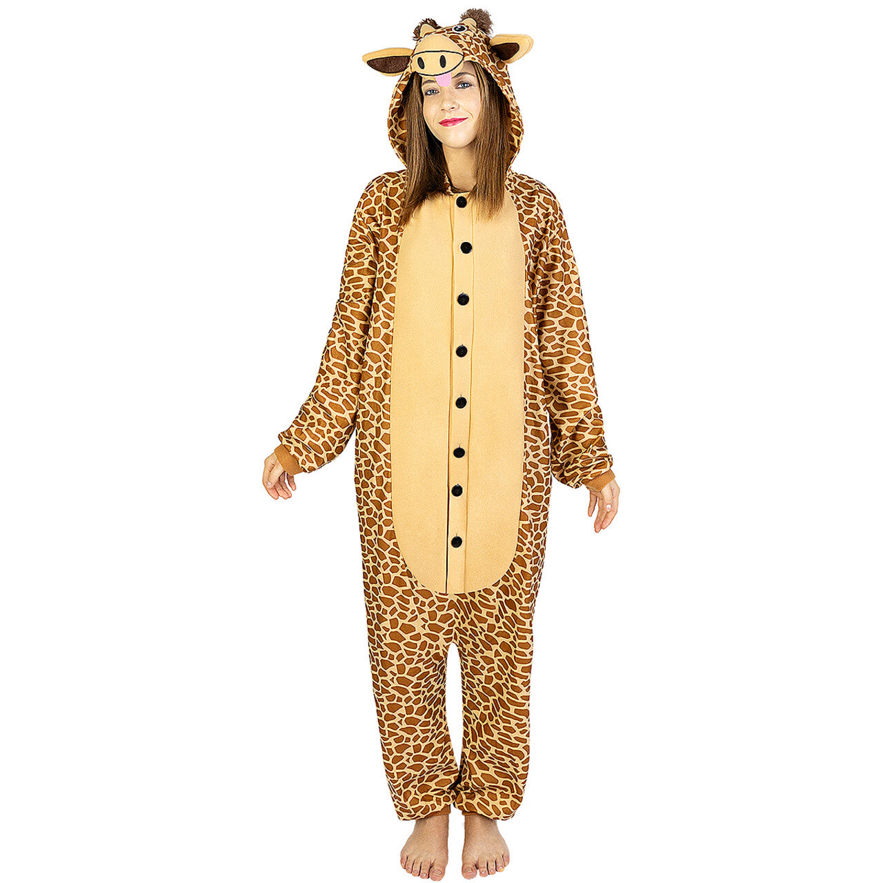 Op deze afbeelding zie je een Kostuums, van het merk Funidelia. Giraf Onesie Steek Je Nek Uit Kostuum