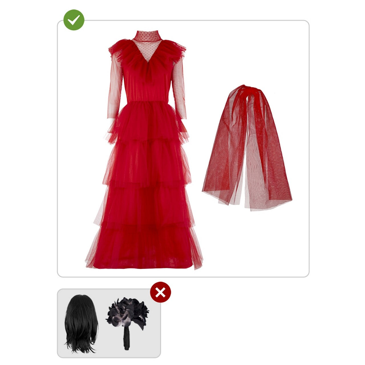 Op deze afbeelding zie je een Kostuums, van het merk Funidelia. Lydia Costume For Women - Beetlejuice Vrouw Kostuum