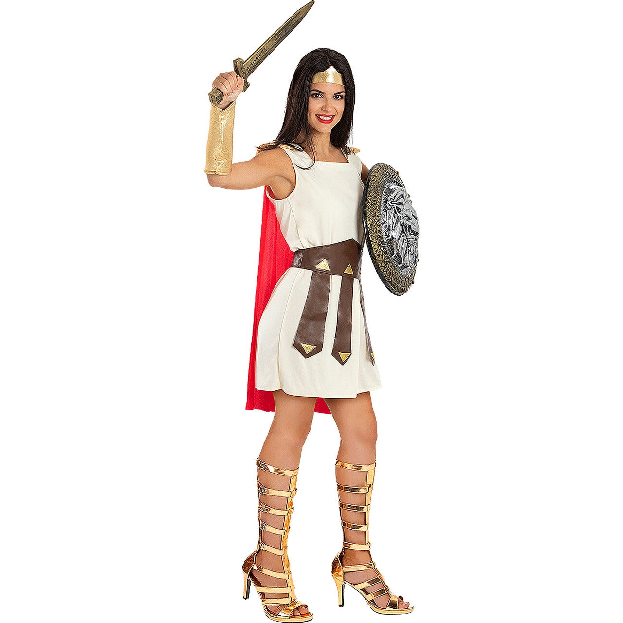 Op deze afbeelding zie je een Kostuums, van het merk Funidelia. Onverslaanbare Romeinse Gladiator Achillia Vrouw Kostuum