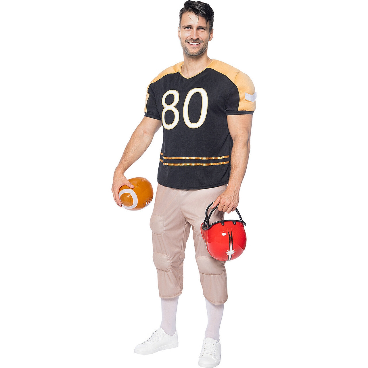 Op deze afbeelding zie je een Kostuums, van het merk Funidelia. American Football Speler 80 Yards Man Kostuum