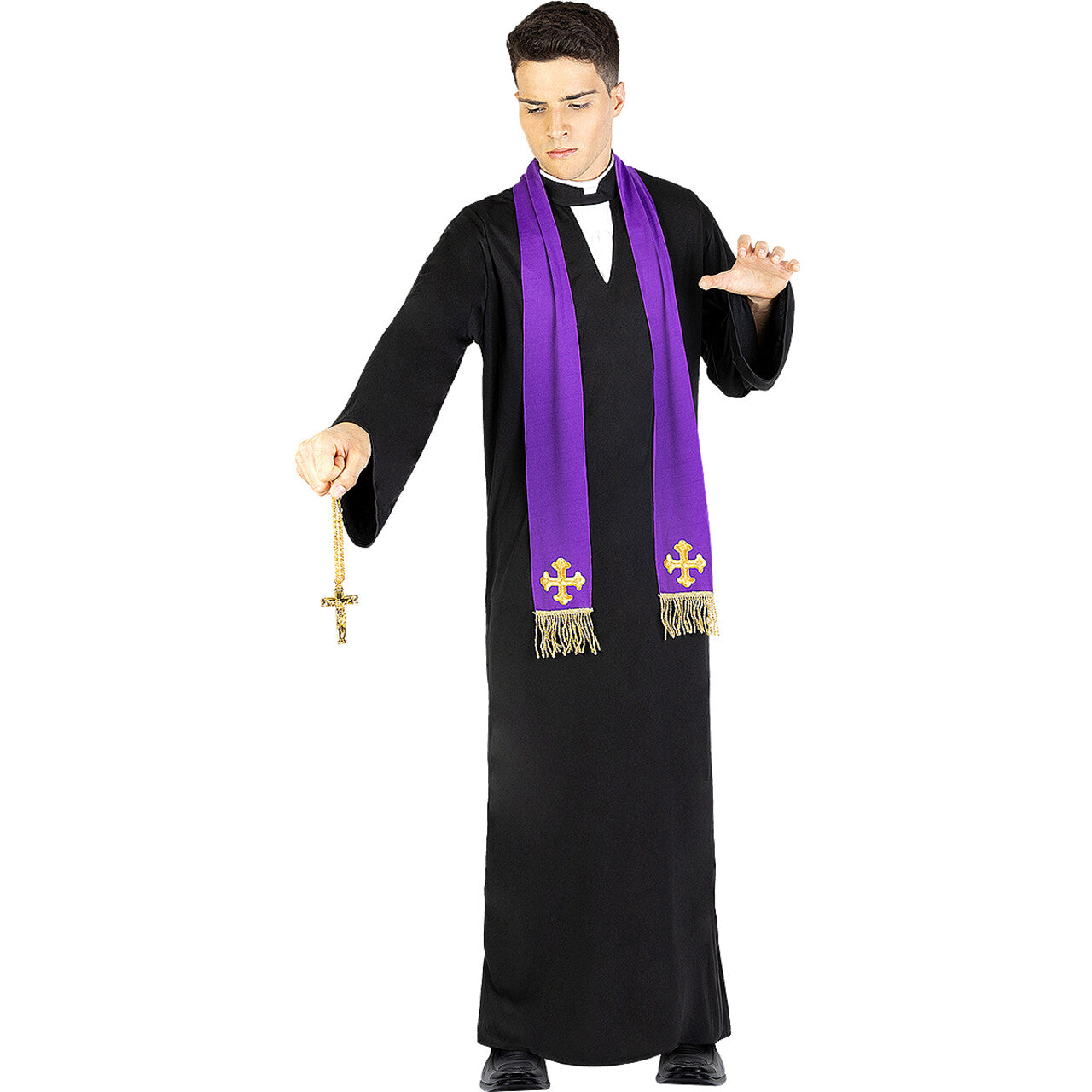 Op deze afbeelding zie je een Kostuums, van het merk Funidelia. The Exorcist Vader Karras Man Kostuum