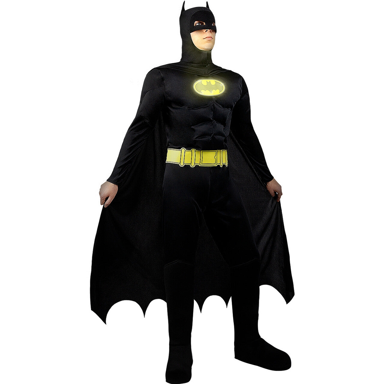 Op deze afbeelding zie je een Kostuums, van het merk Funidelia. Comicbook Batman Met Lichtgevend Logo Kostuum