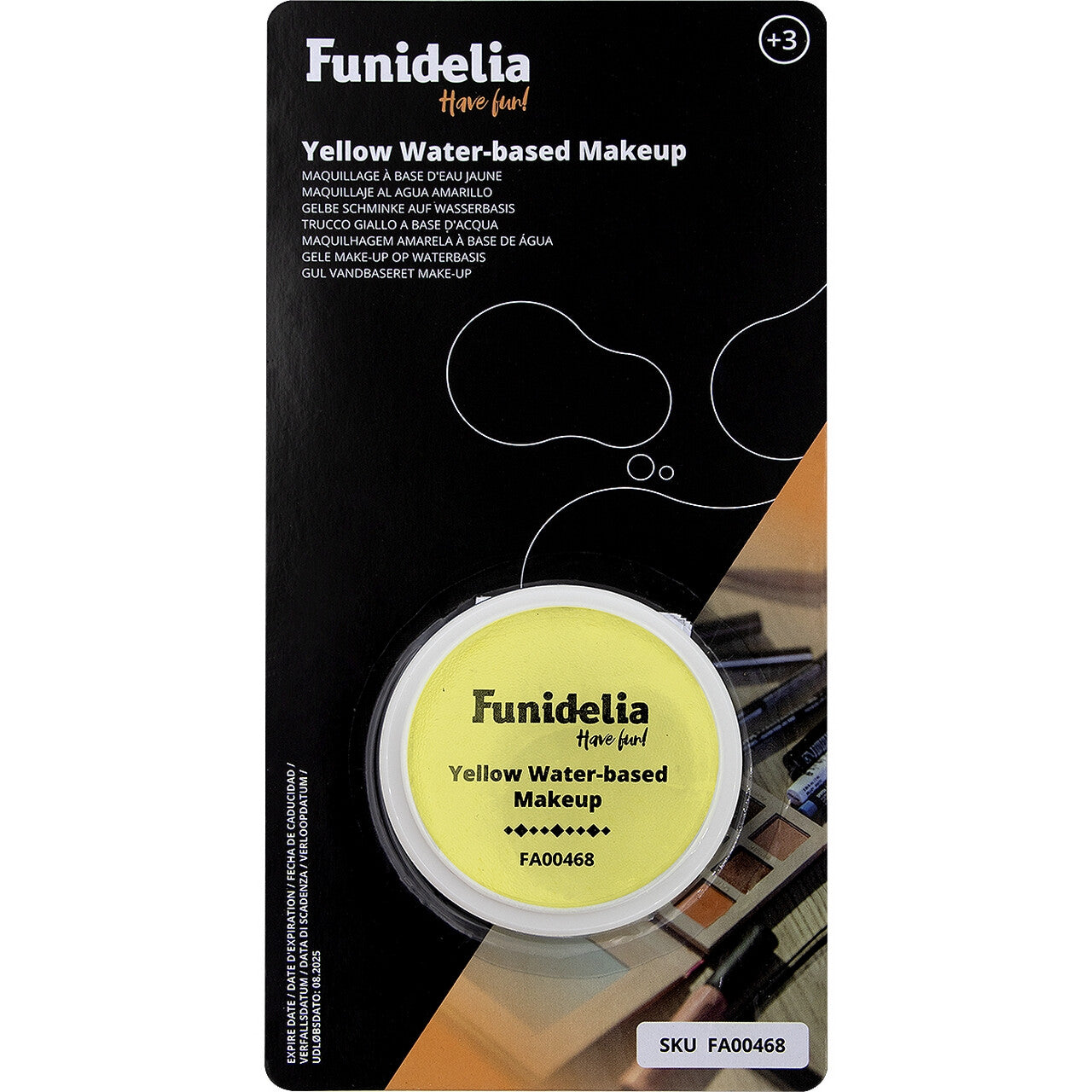 Op deze afbeelding zie je een Accessoires, van het merk Funidelia. Schmink Make Up Geel Waterbasis 96 Gram