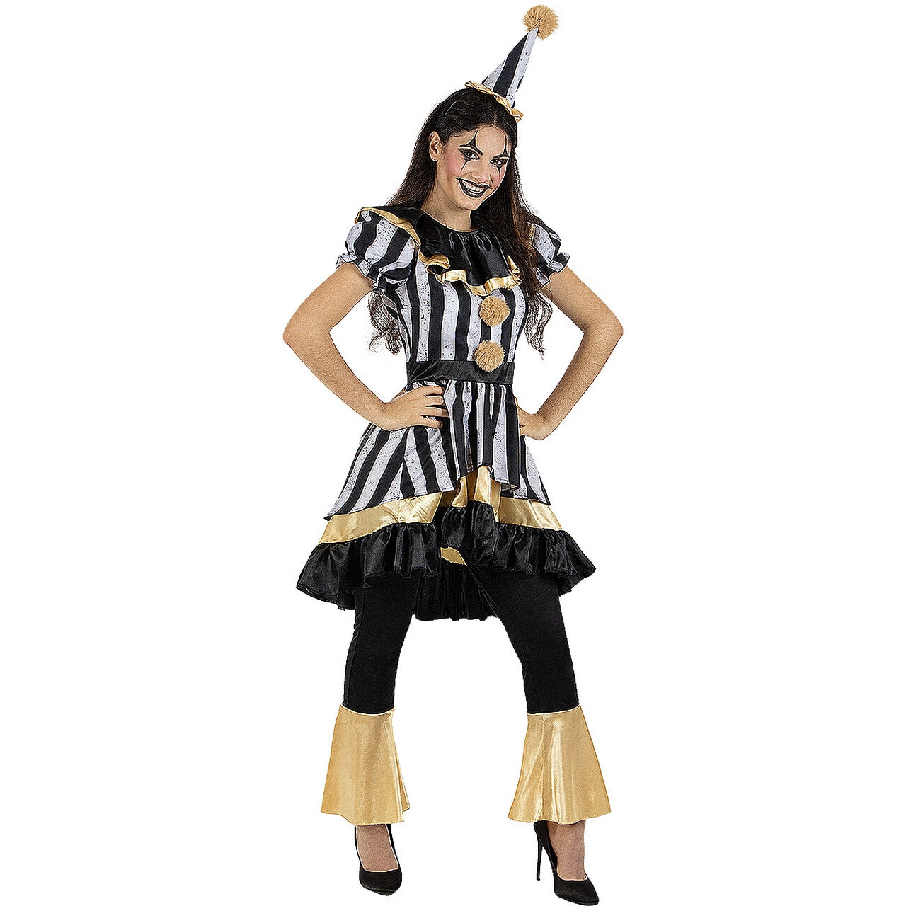Op deze afbeelding zie je een Kostuums, van het merk Funidelia. Lachers Over De Streep Trekken Clown Vrouw Kostuum