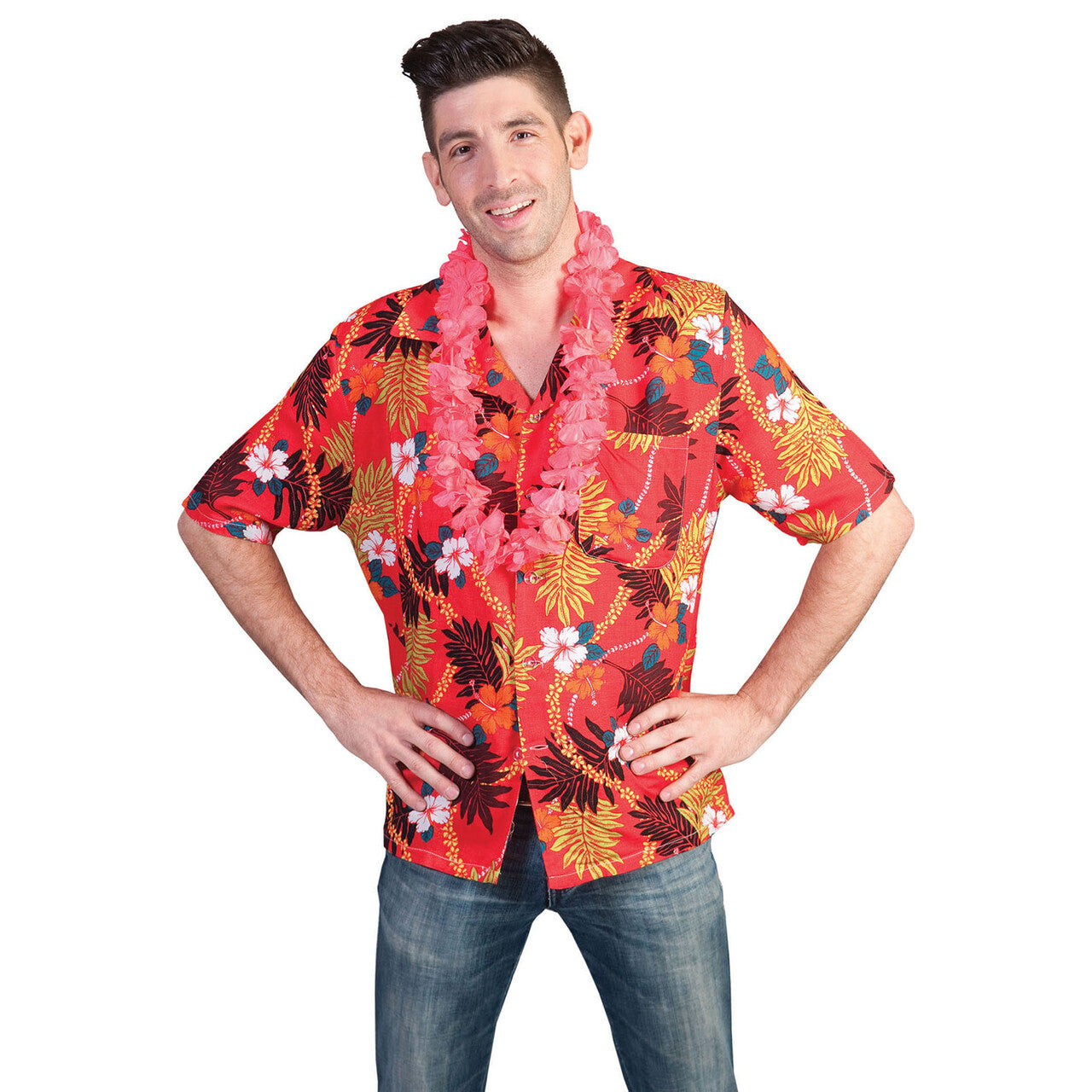 Op deze afbeelding zie je een Accessoires, van het merk Funny Fashion. Rood-Bont Hawaii Hemd
