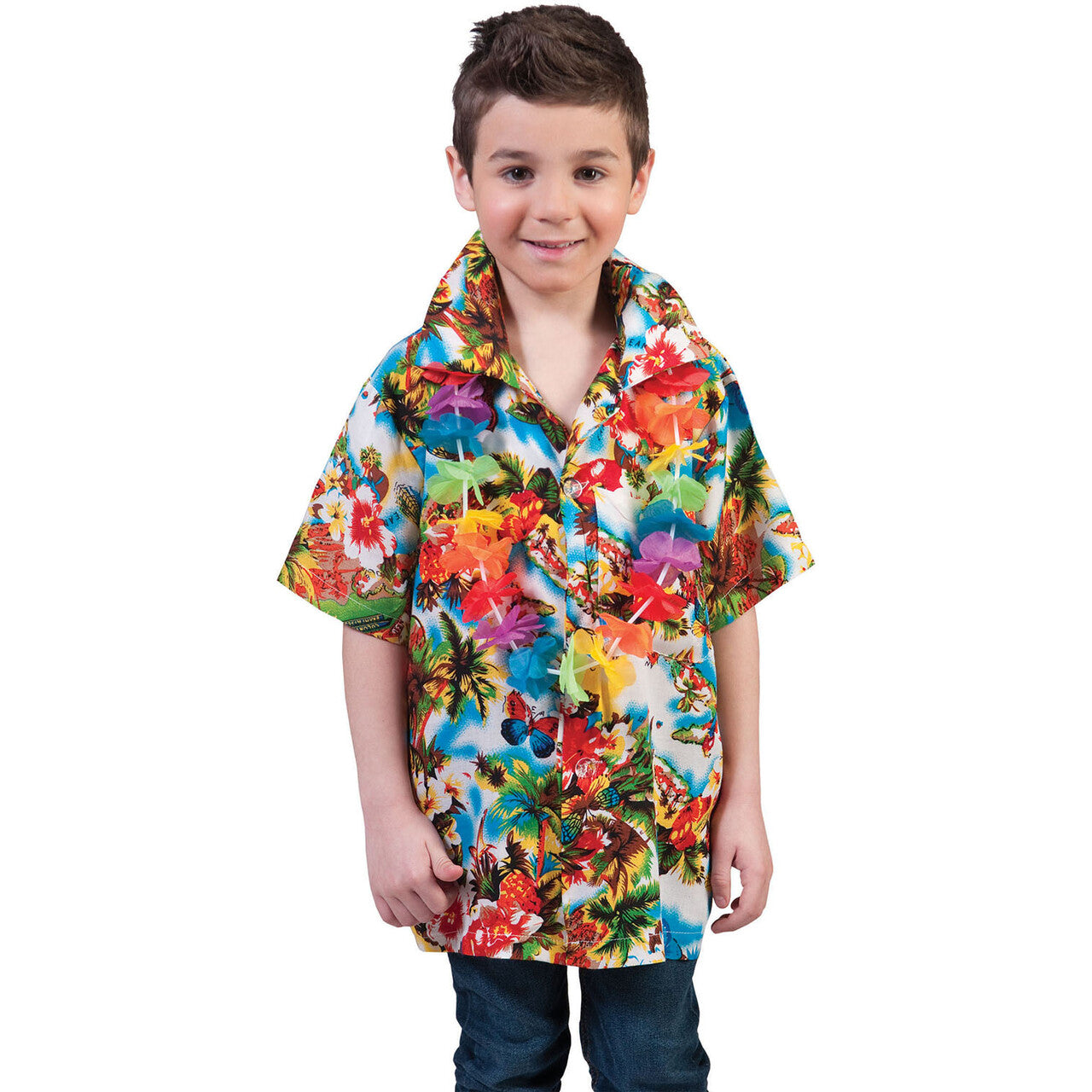 Op deze afbeelding zie je een Kostuums, van het merk Funny Fashion. Hawaii Shirt Jongen