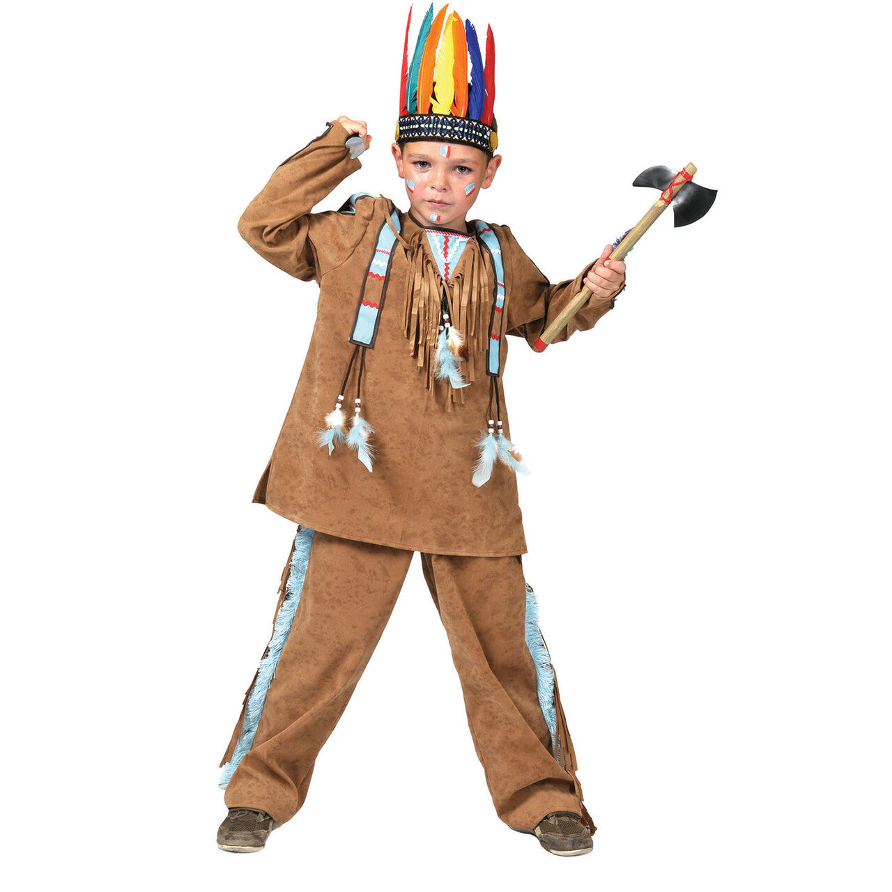Op deze afbeelding zie je een Kostuums, van het merk Funny Fashion. Anoki Strijder Indiaan Jongen Kostuum