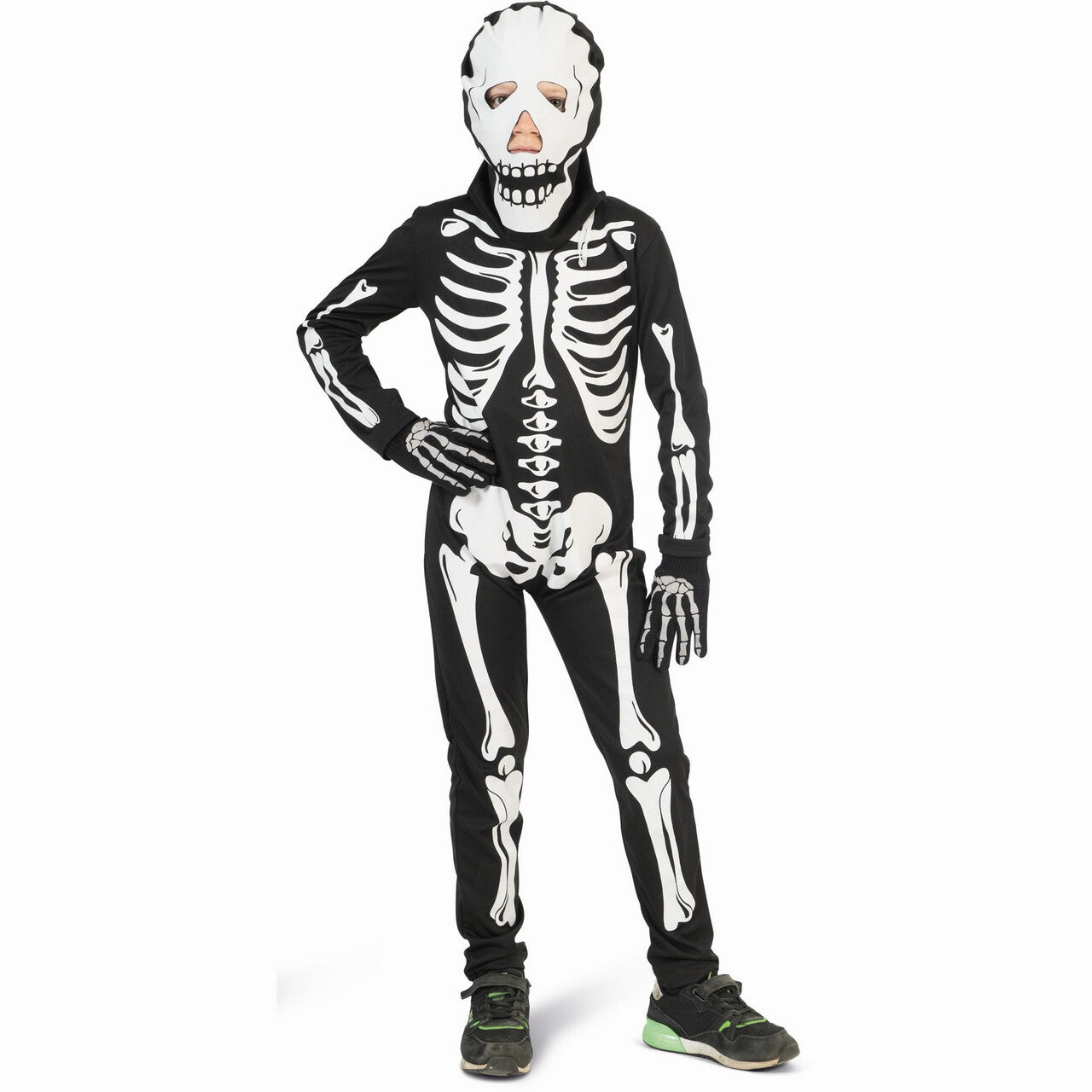 Op deze afbeelding zie je een Kostuums, van het merk Funny Fashion. Rammelend Skelet Stef Kind Kostuum
