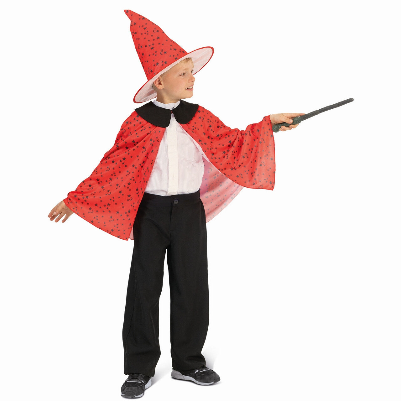 Op deze afbeelding zie je een Kostuums, van het merk Funny Fashion. Hocus Pocus Wizard Waylon Jongen Kostuum