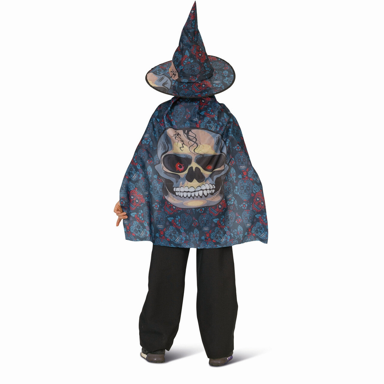 Op deze afbeelding zie je een Kostuums, van het merk Funny Fashion. Scary Skull Cape En Hoed Kind
