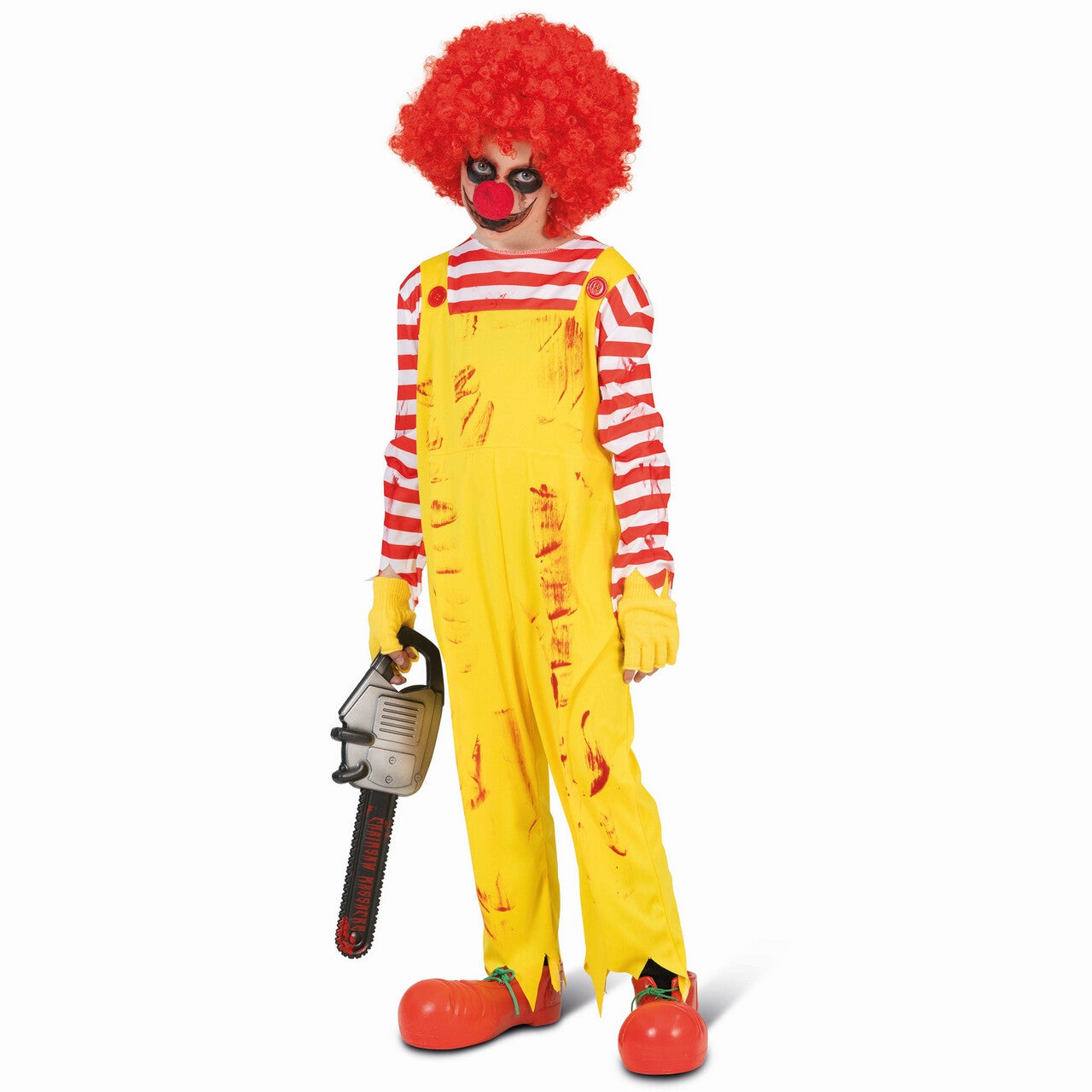 Op deze afbeelding zie je een Kostuums, van het merk Funny Fashion. Junkfood Mckiller Clown Kind Kostuum
