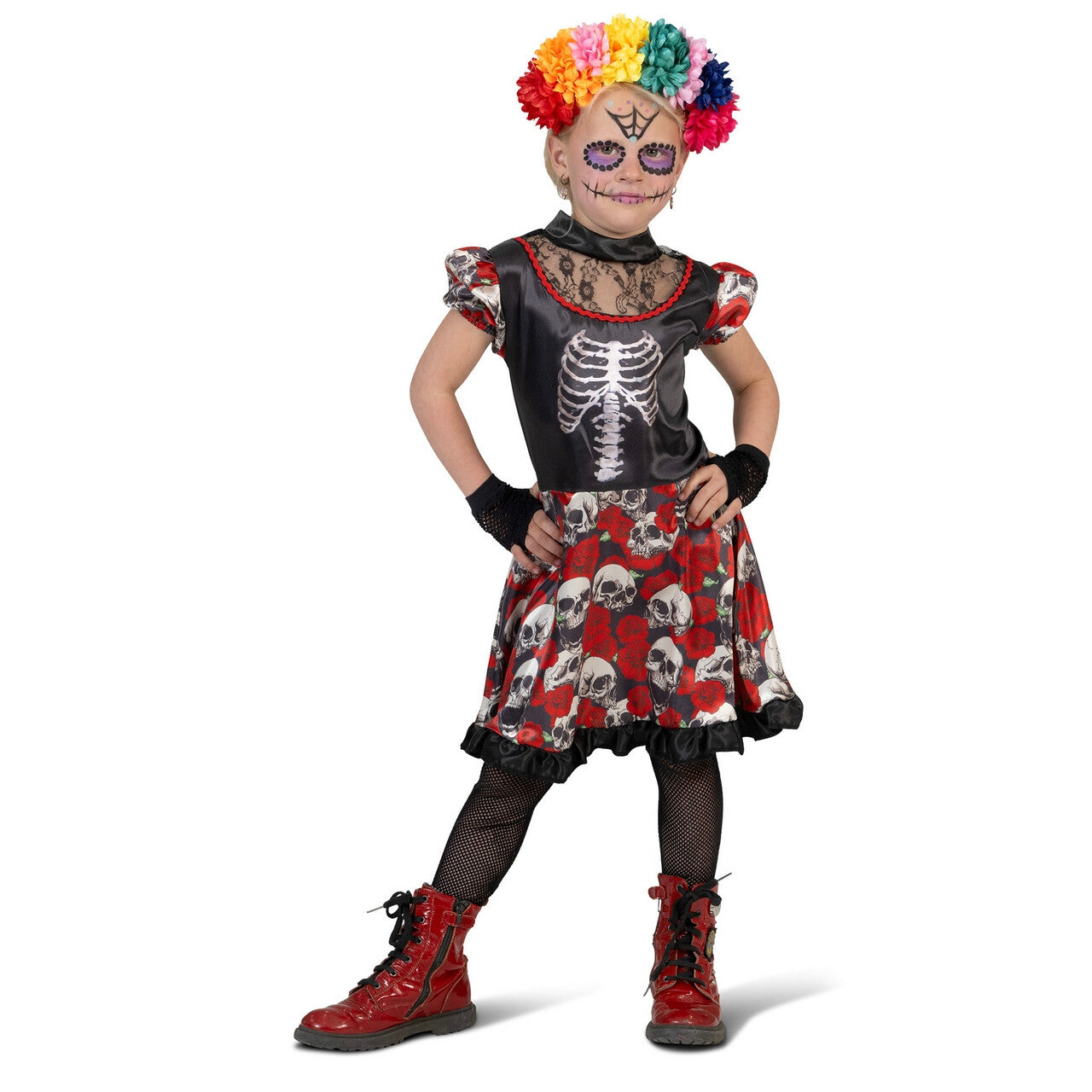 Op deze afbeelding zie je een Kostuums, van het merk Funny Fashion. Rouwen In De Nacht Skull Jurk Meisje