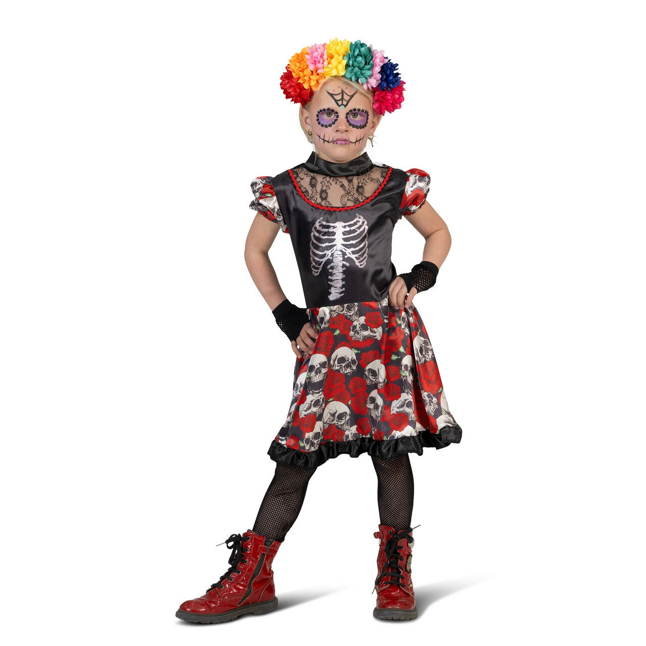 Op deze afbeelding zie je een Kostuums, van het merk Funny Fashion. Rouwen In De Nacht Skull Jurk Meisje