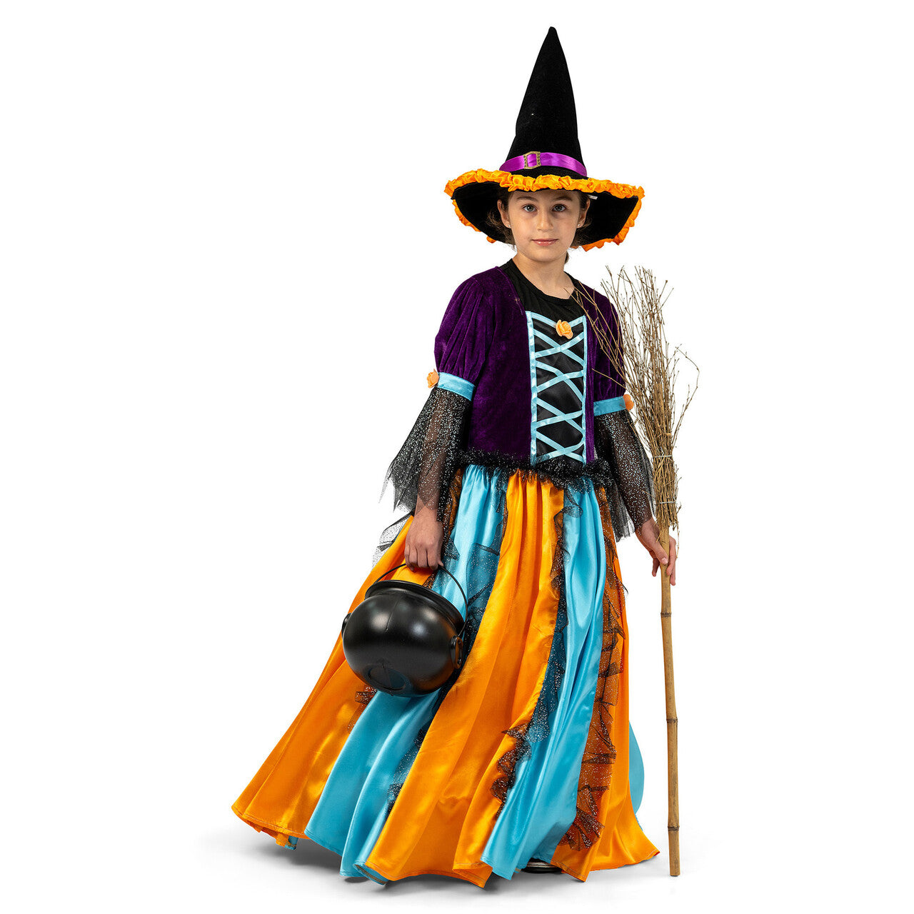 Op deze afbeelding zie je een Kostuums, van het merk Funny Fashion. Heks Magische Pompoensoep Meisje Kostuum