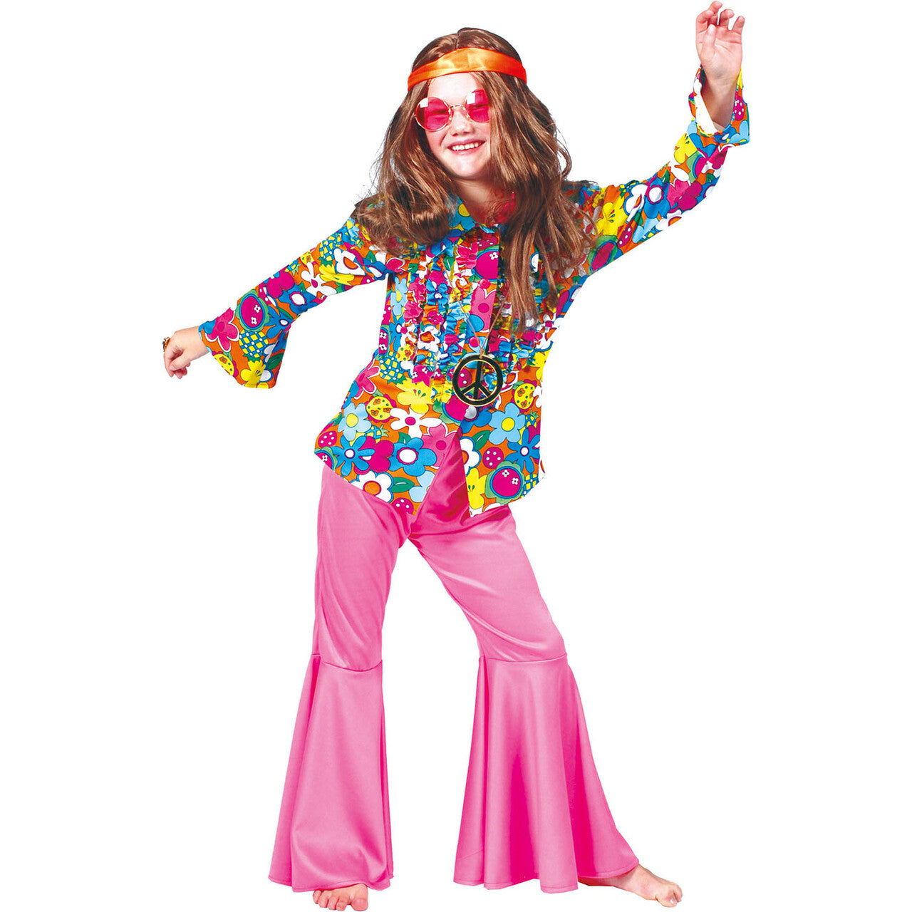 Op deze afbeelding zie je een Kostuums, van het merk Funny Fashion. Hippie Broek Roze Meisje