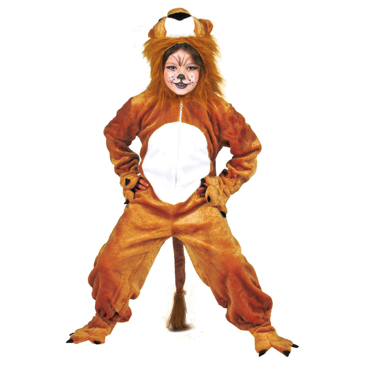 Op deze afbeelding zie je een Kostuums, van het merk Funny Fashion. Bruine Simba Leeuw Jumpsuit Kind Kostuum