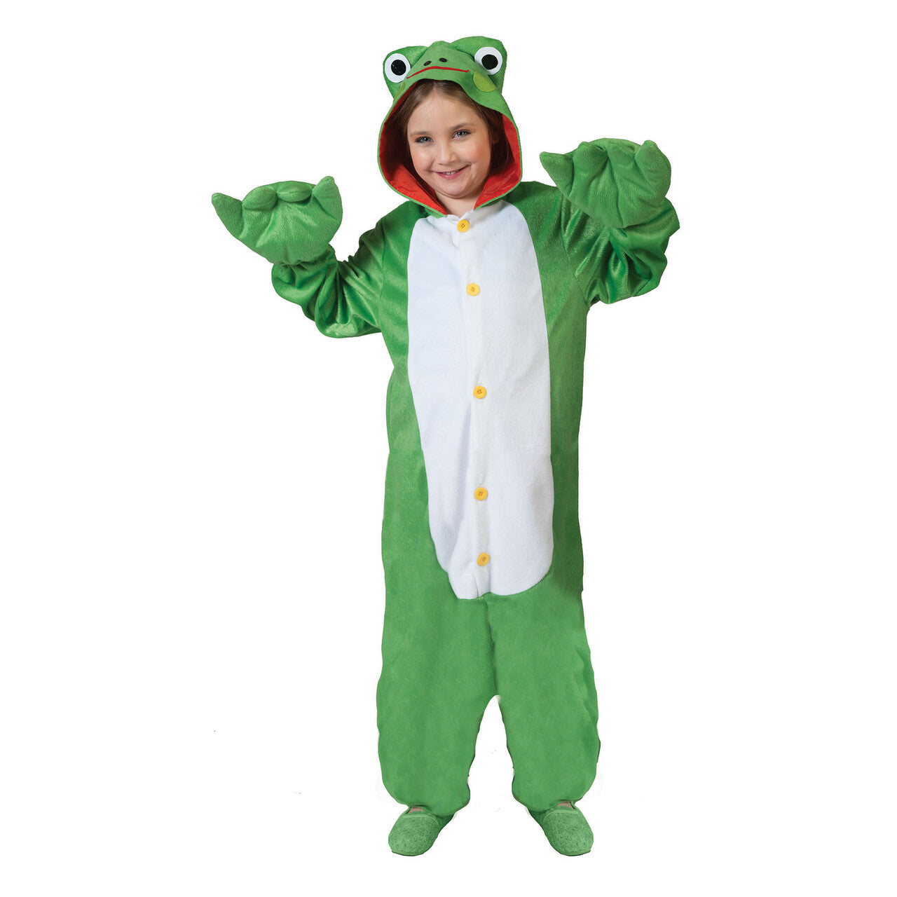 Op deze afbeelding zie je een Kostuums, van het merk Funny Fashion. Kikker Onesie Karel Kind Kostuum