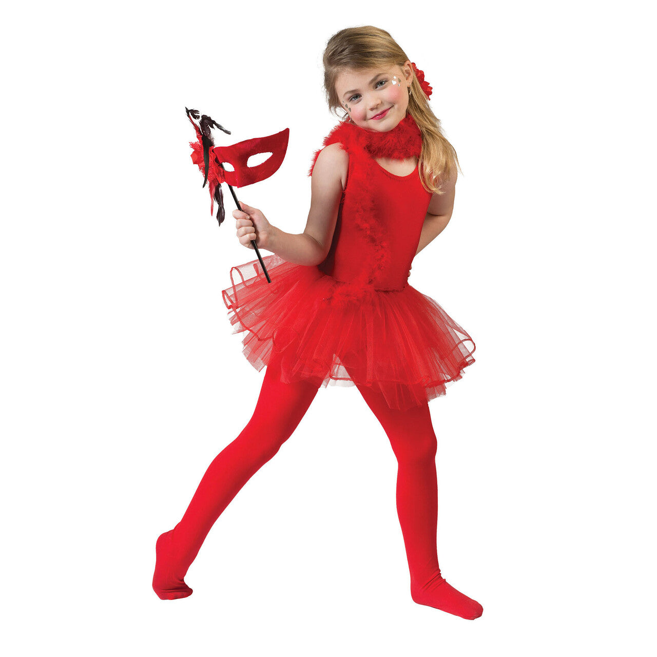 Op deze afbeelding zie je een Kostuums, van het merk Funny Fashion. Rode Ballerina Belicia Meisje Kostuum