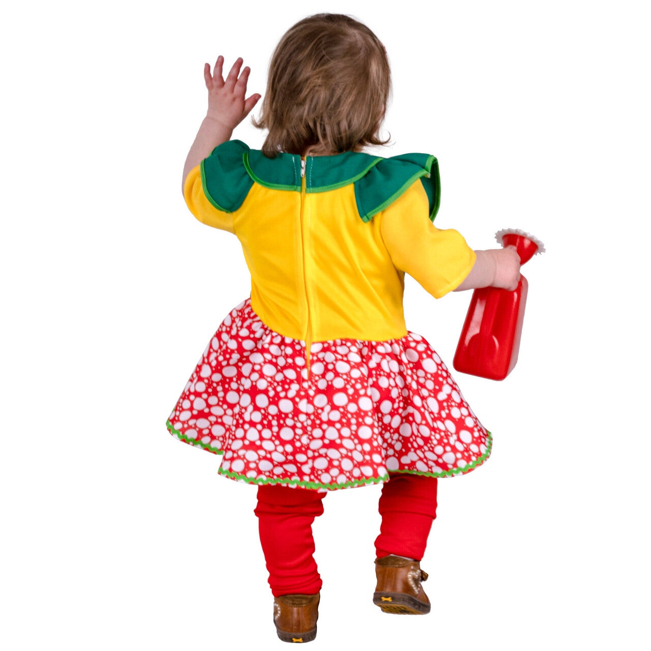 Op deze afbeelding zie je een Kostuums, van het merk Funny Fashion. Paddenstoel Kabouter Lily Meisje Kostuum