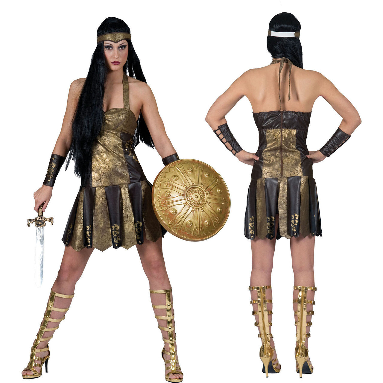 Op deze afbeelding zie je een Kostuums, van het merk Funny Fashion. Romeinse Strijders Gladiatrix Vrouw Kostuum
