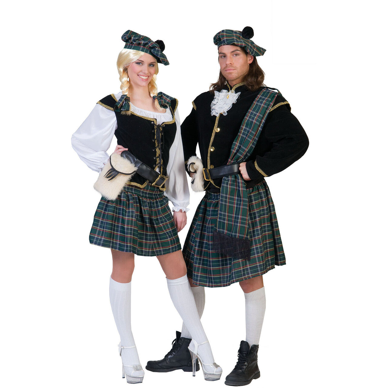 Op deze afbeelding zie je een Kostuums, van het merk Funny Fashion. Blauwe Schotse Oconnor Vrouw Kostuum