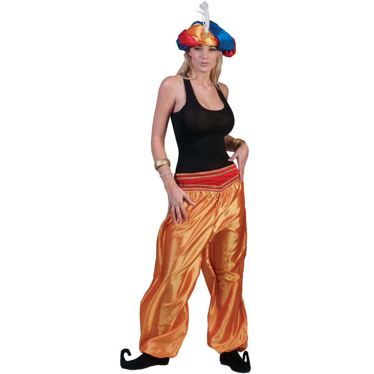 Op deze afbeelding zie je een Kostuums, van het merk Funny Fashion. Gouden Oosterse Broek Vrouw