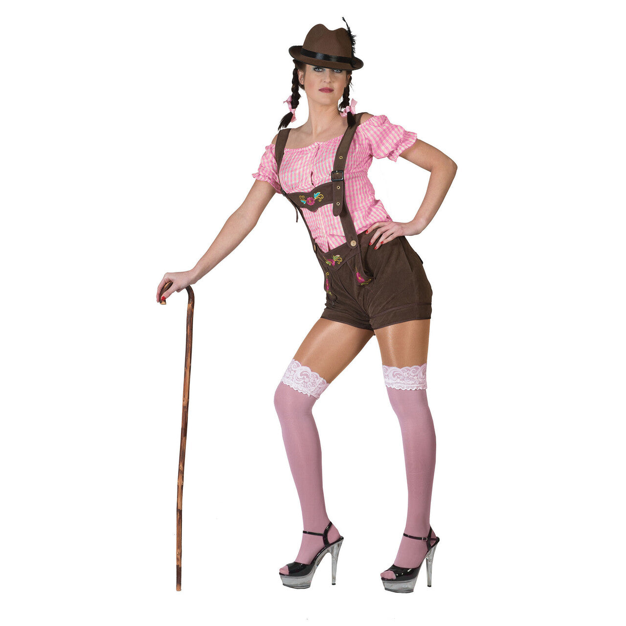 Op deze afbeelding zie je een Kostuums, van het merk Funny Fashion. Roze-Wit Tiroler Hemd Vrouw