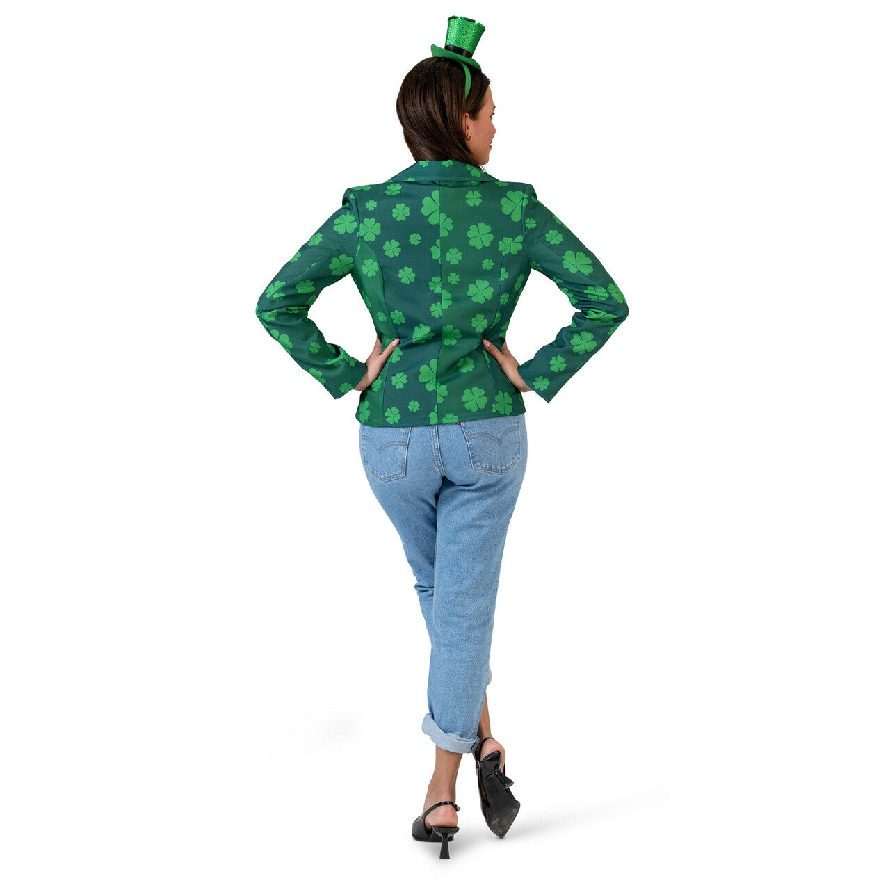 Op deze afbeelding zie je een Kostuums, van het merk Funny Fashion. Groene Geluksjas Vrouw